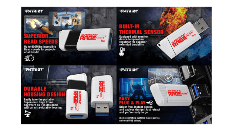 Patriot™ bringt den Supersonic Rage Prime 3.2 Gen 2 USB-Stick mit bis zu 600 MB/s auf den Markt